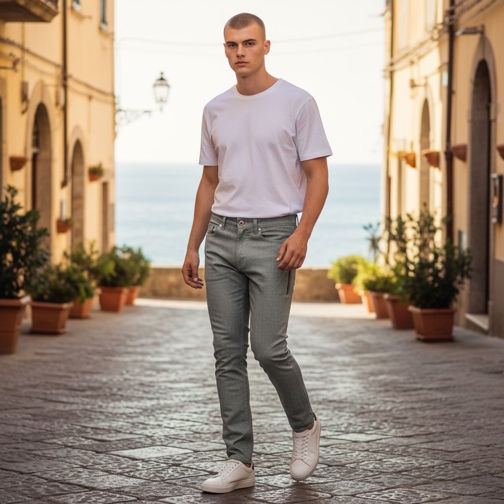 Neil Barrett Super Skinny Grey Jeans Mens 31 Italy Zip Detail BDE41 8588